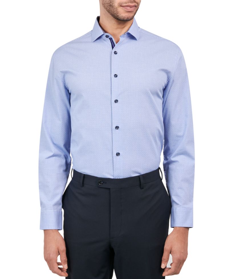 Men's Regular-Fit Gingham Dot Dress Shirt