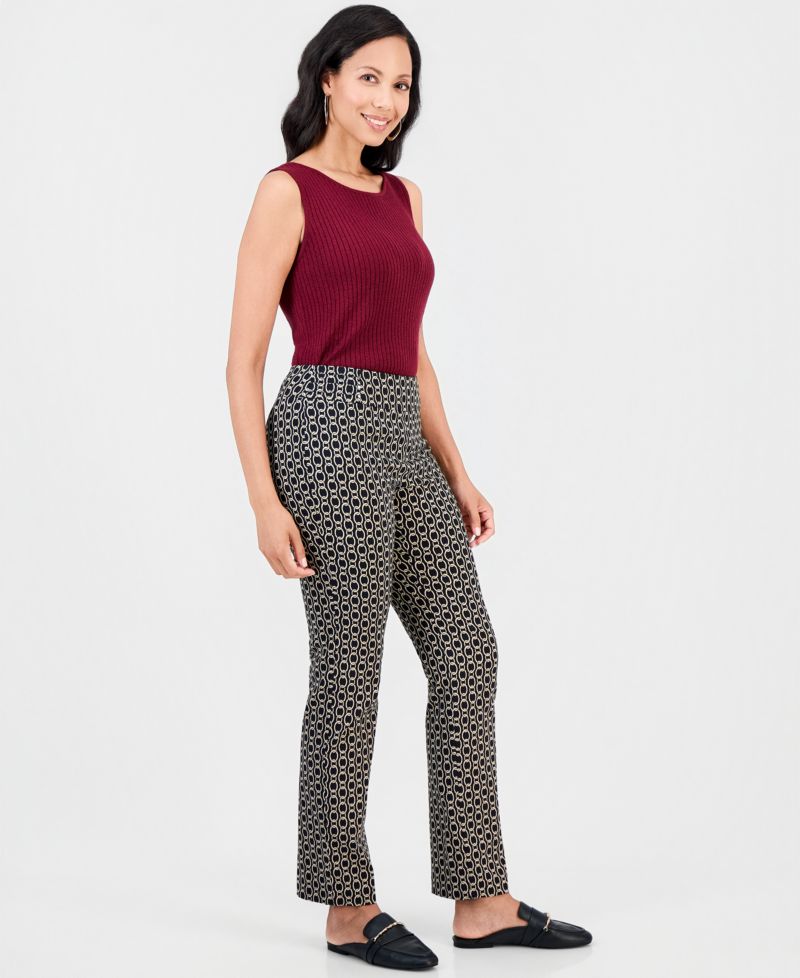 Women's Printed Pull-On Straight Leg Pants