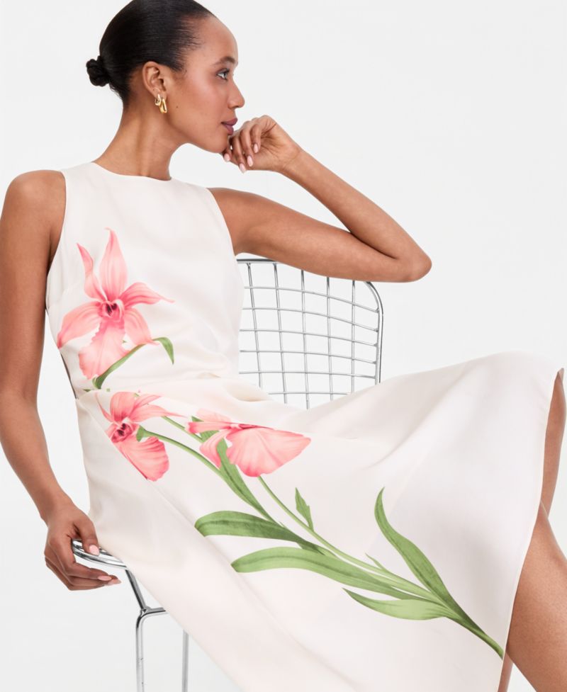 Women's Printed Asymmetric Midi Dress