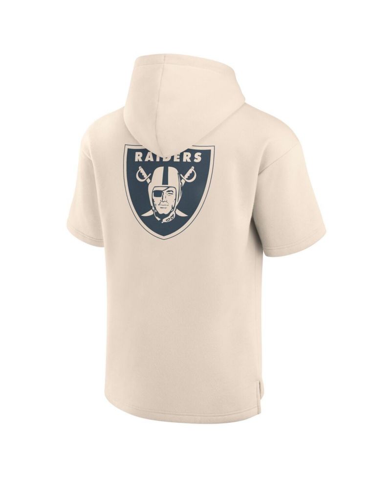 Men's Cream Las Vegas Raiders Elements Future Ground Lettering Short Sleeve Pullover Hoodie