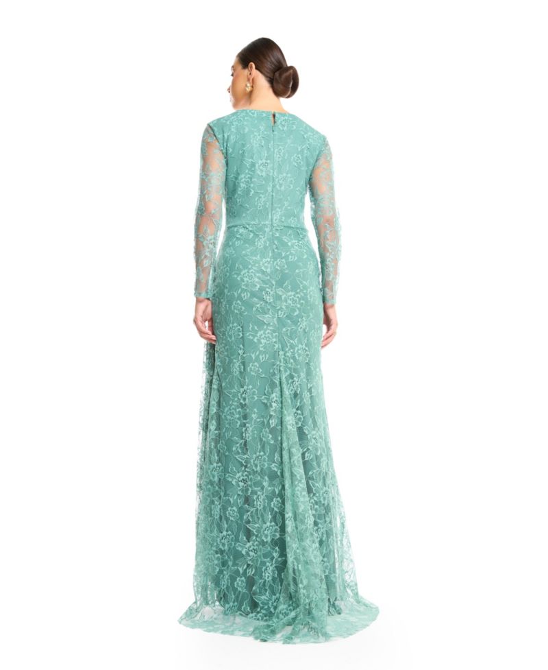 Women's Lace Long-Sleeve V-Neck Gown