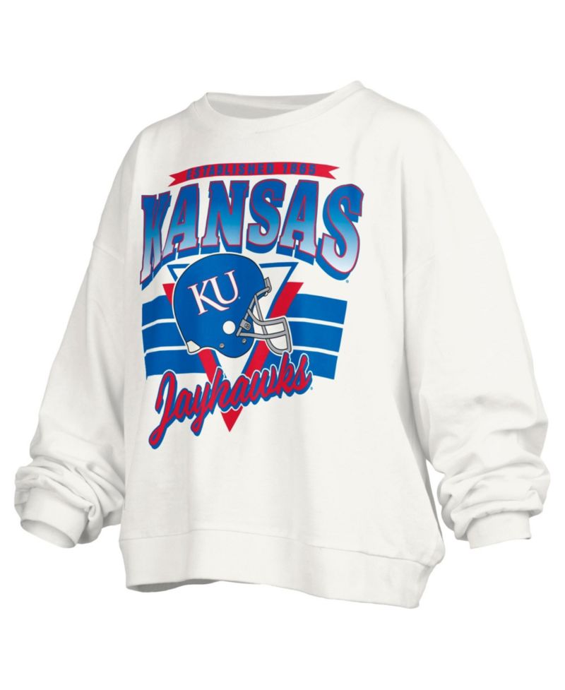 Women's Kansas Jayhawks Janice Retro Logo Oversized Graphic Pullover Sweatshirt