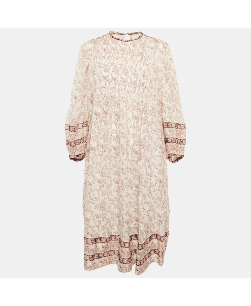 Women's Etoile Pink Printed Cotton Pleated Midi Dress