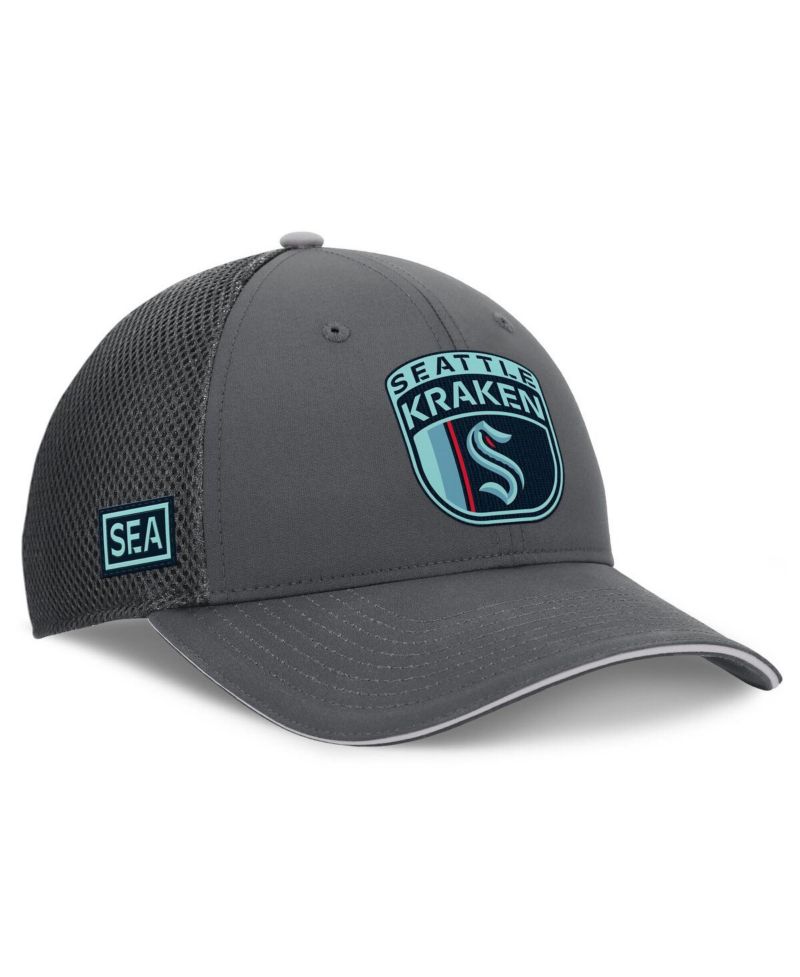 Men's Gray Seattle Kraken Authentic Pro Home Ice Trucker Adjustable Hat