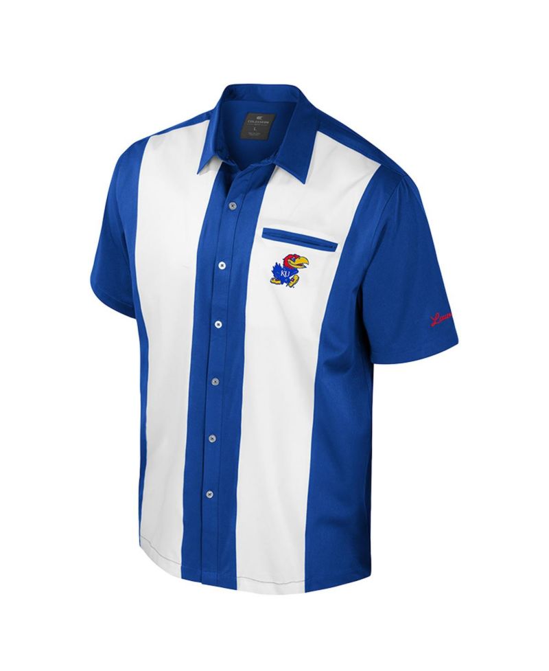 Men's Royal Kansas Jayhawks Strike Bowling Button-Up Shirt