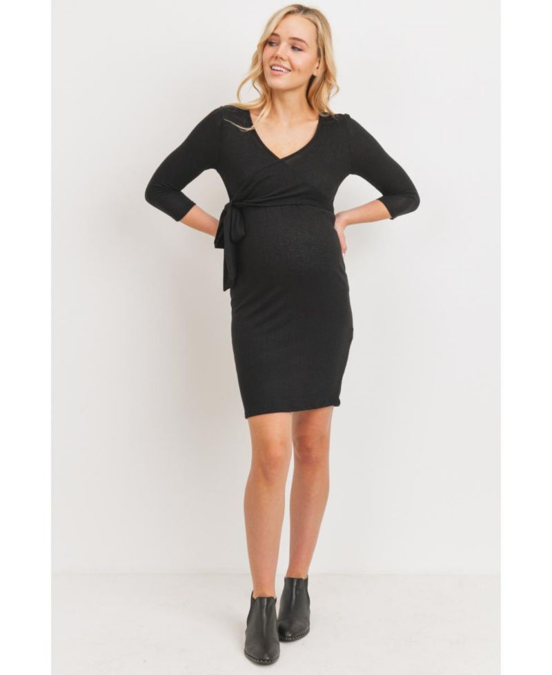 Women's V Neck Wrap 3/4 Sleeve Nursing Dress