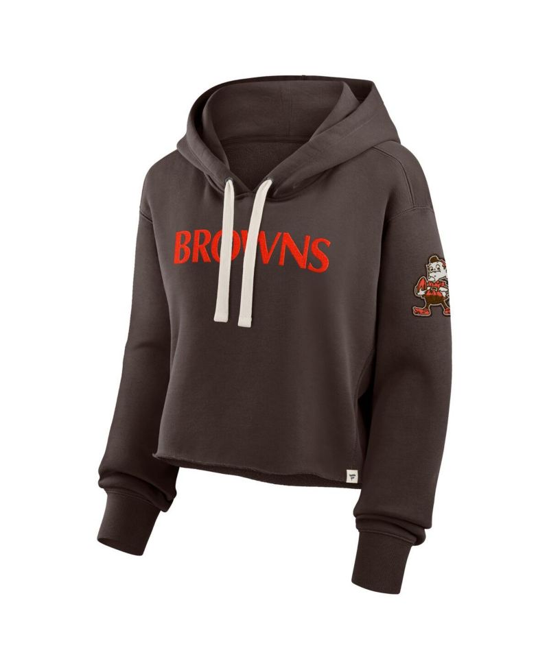 Women's Brown Cleveland Browns Oversized Hometown Heritage Cropped Hoodie
