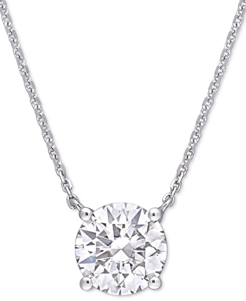 Lab-Grown Moissanite Solitaire 17" Pendant Necklace (1-3/4 ct. t.w.) in 14k White Gold