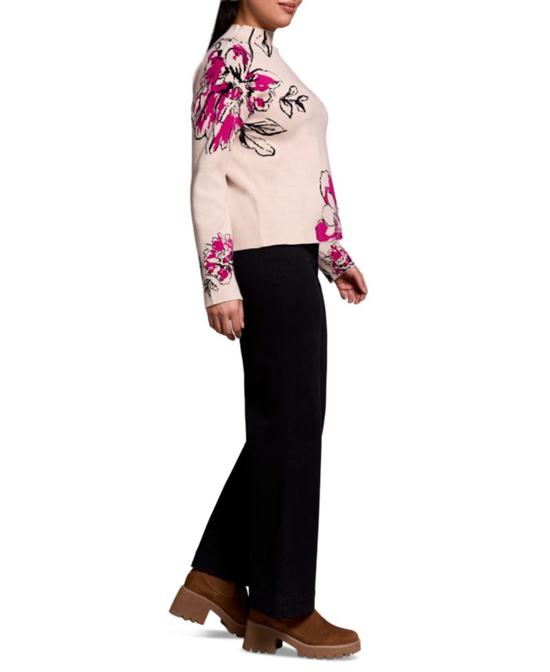 Women's Knit Jacquard Funnel Neck Sweater