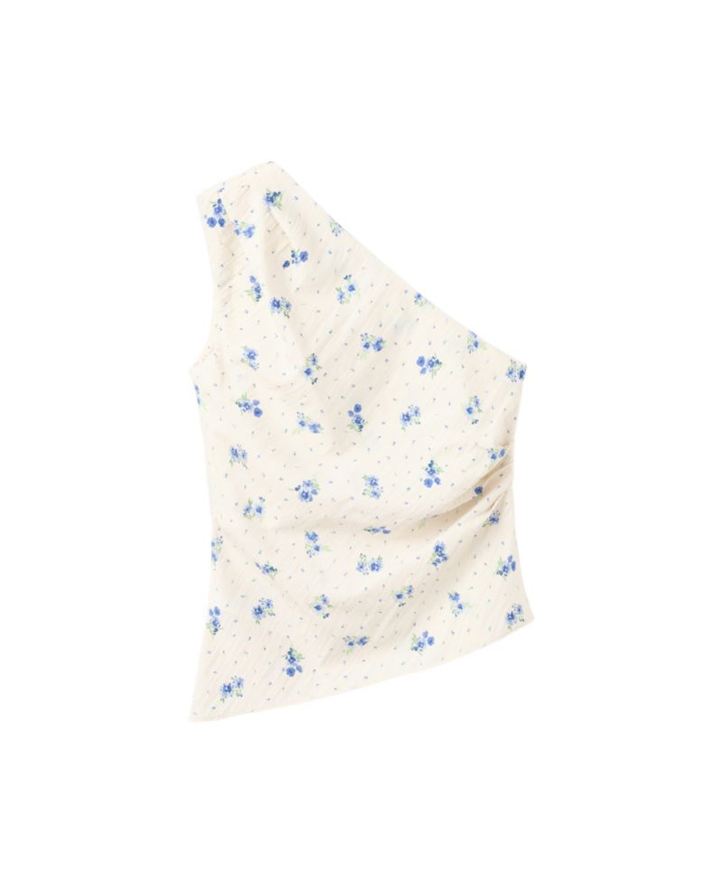 Women's Asymmetrical-Neck Floral Tank Top