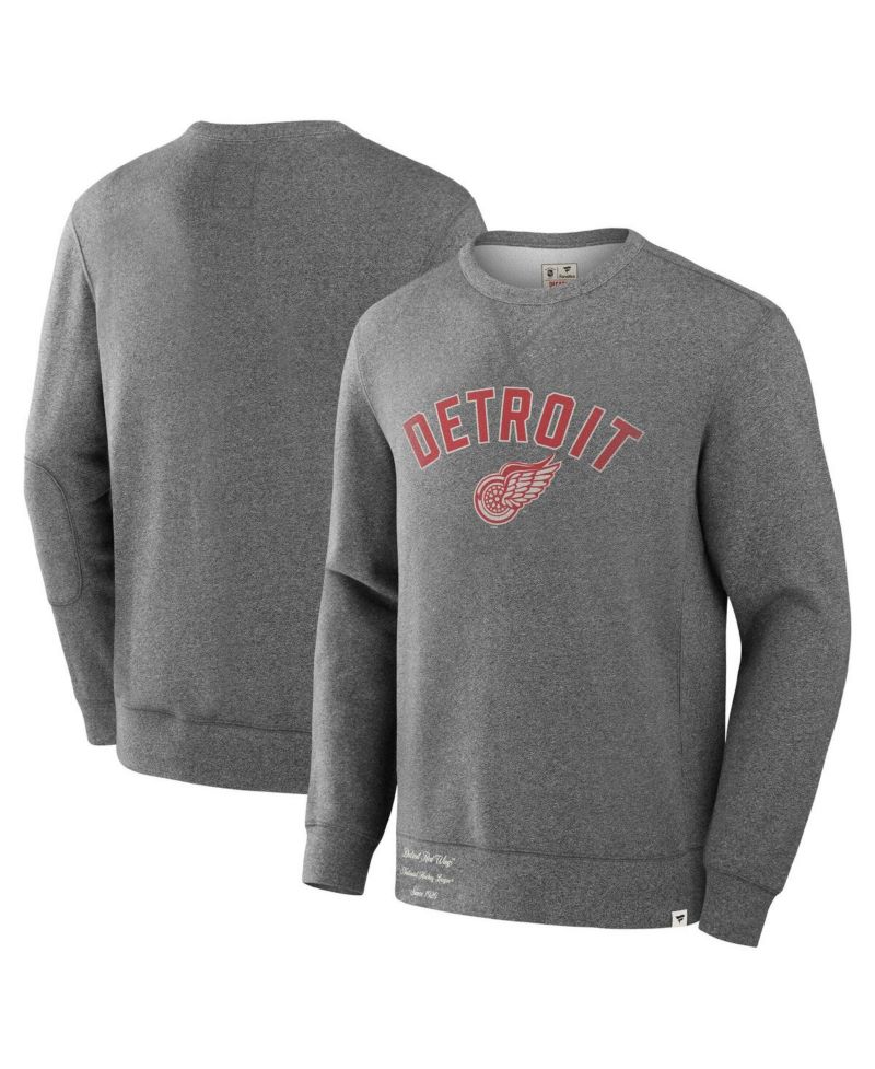 Men's Heather Gray Detroit Red Wings Decades Collection Legendary Fleece Pullover Sweatshirt