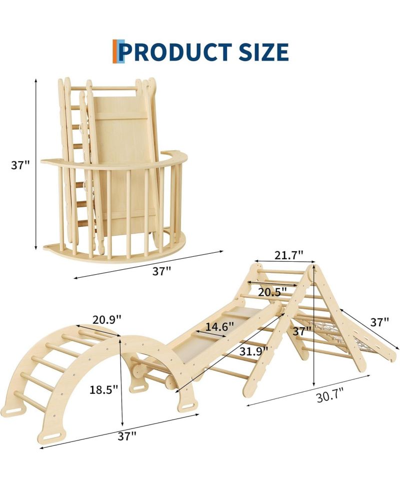 Ages 1-3 7-in-1 Educational Collapsible Wooden Climbing Triangle Set