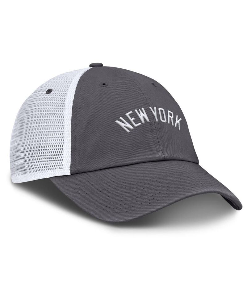 Men's Gray New York Yankees Wordmark Club Adjustable Trucker Hat