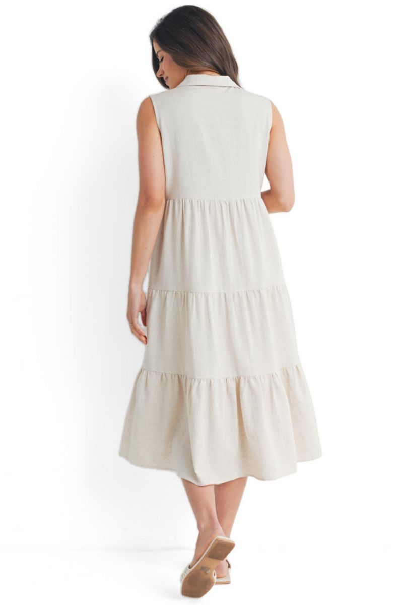 Women's Nursing Button Front Sleeveless Shirt Dress
