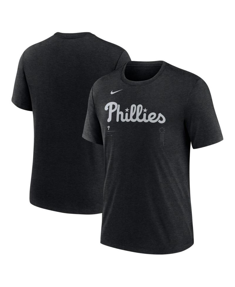 Men's Dark Gray Philadelphia Phillies Lights Out Wordmark Tri-Blend T-Shirt