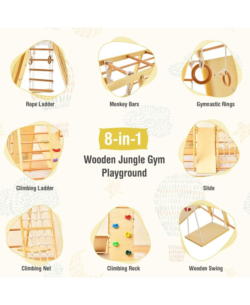 8-in-1 Beech Wood Jungle Gym Playset