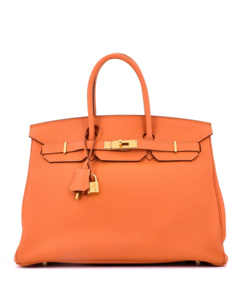 Birkin 35 Leather Handbag with Gold-Tone Hardware, 13.5" W x 10" H x 7" D