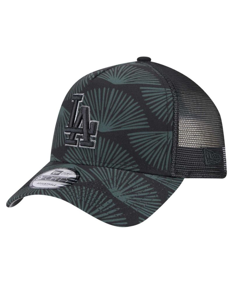 Men's Black Los Angeles Dodgers 9FORTY A-Frame Trucker Adjustable Hat