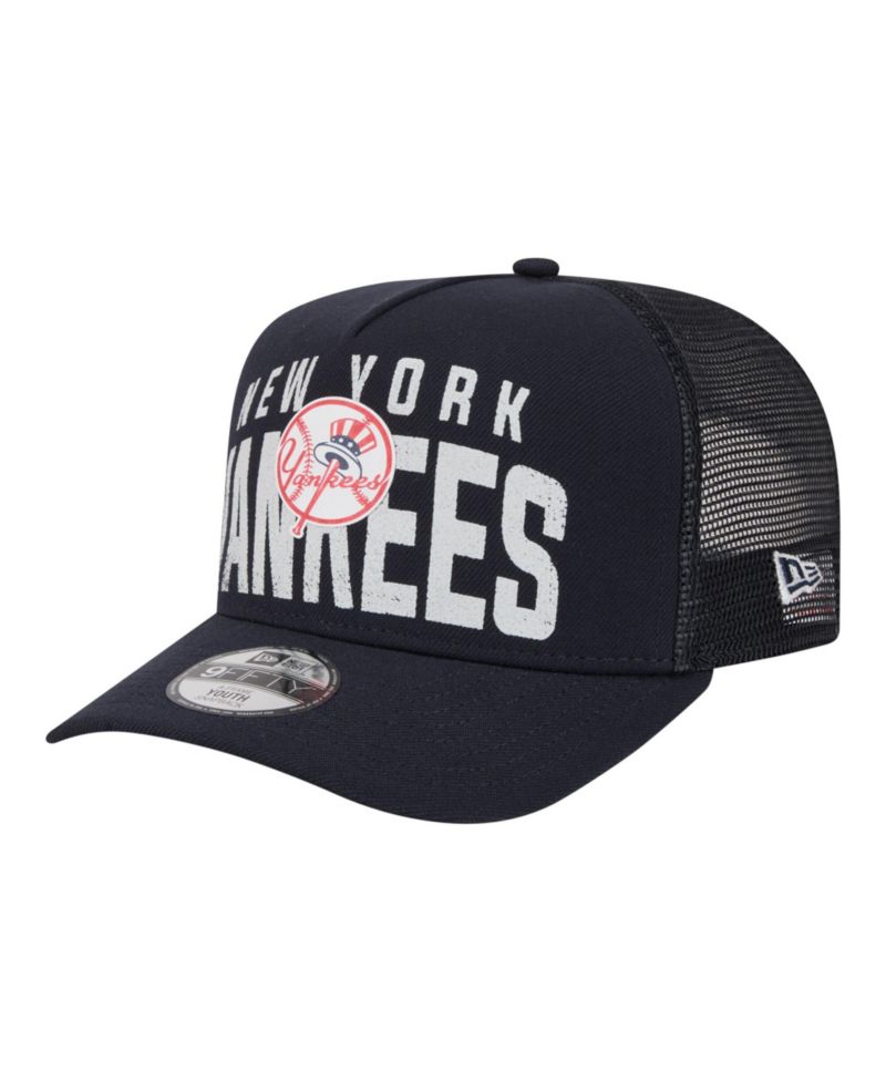 Big Boys and Girls Navy New York Yankees Logo Fade A-Frame 9FIFTY Snapback Hat