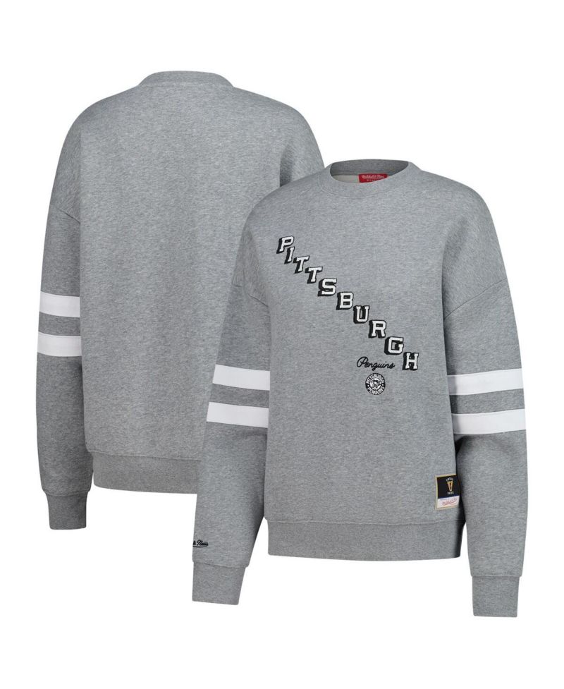 Women's Heather Gray Pittsburgh Penguins Logo Lightweight Pullover Sweatshirt