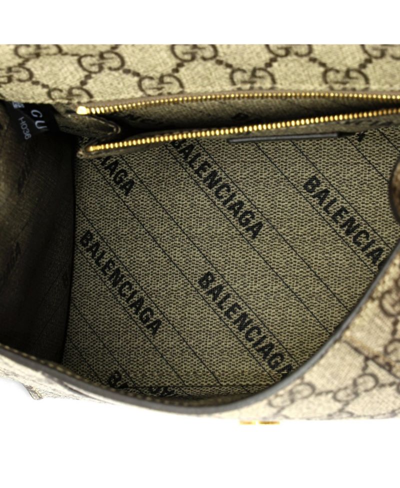 Small x Balenciaga The Hacker Project Hourglass Top Handle Bag GG Coated Canvas