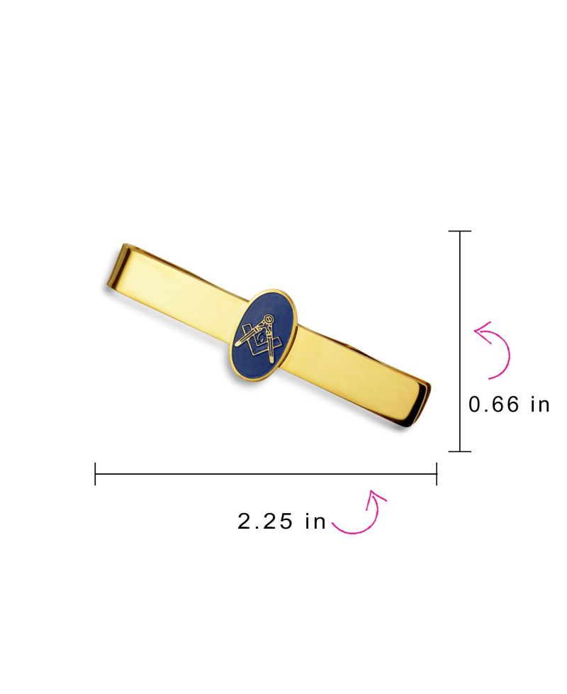 Freemason Masonic Insignia Tie Clip Necktie Bar Gold Tone Stainless Steel