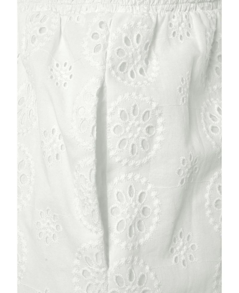 Women's Cotton Sleeveless Eyelet Smocked Jumpsuit