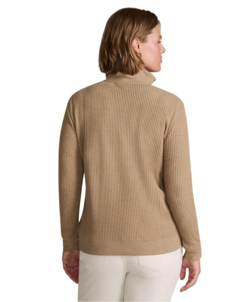 Plus Size Long Sleeve Waffle Quarter Zip Pullover