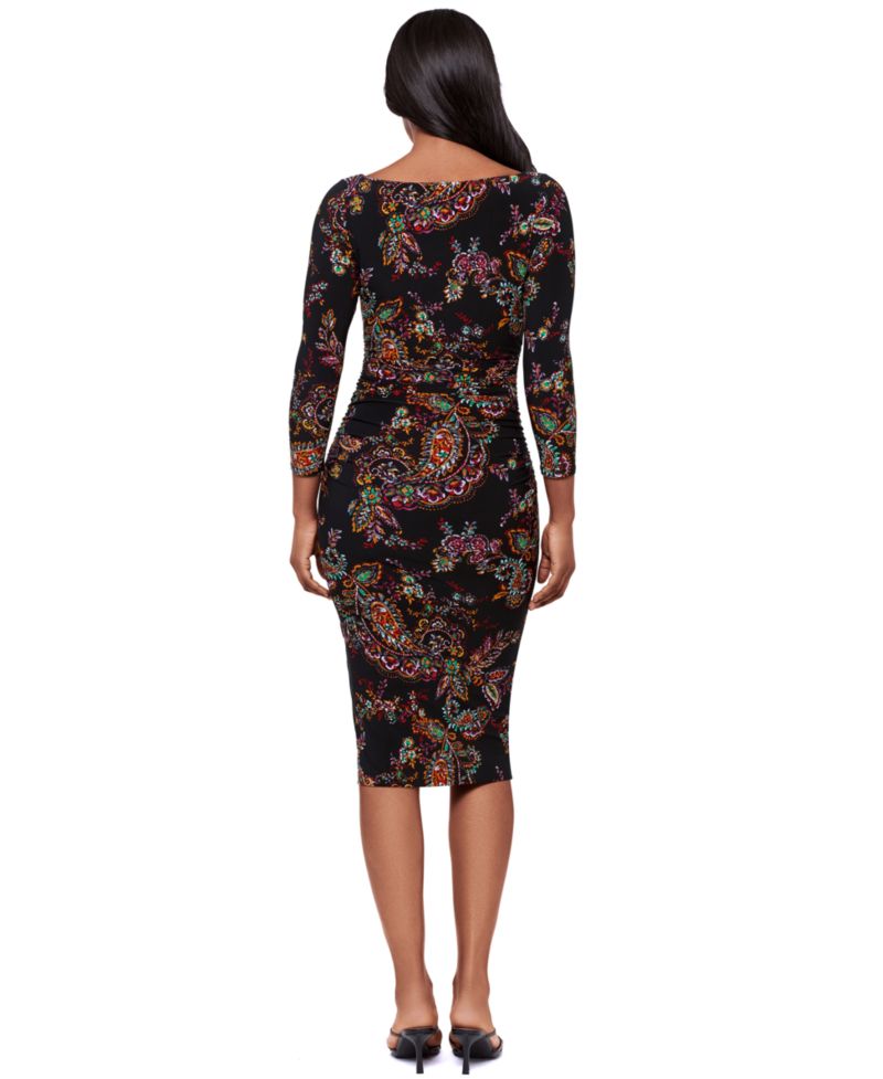 Women's Boat Neck 3/4-Length-Sleeve Shaping Dress