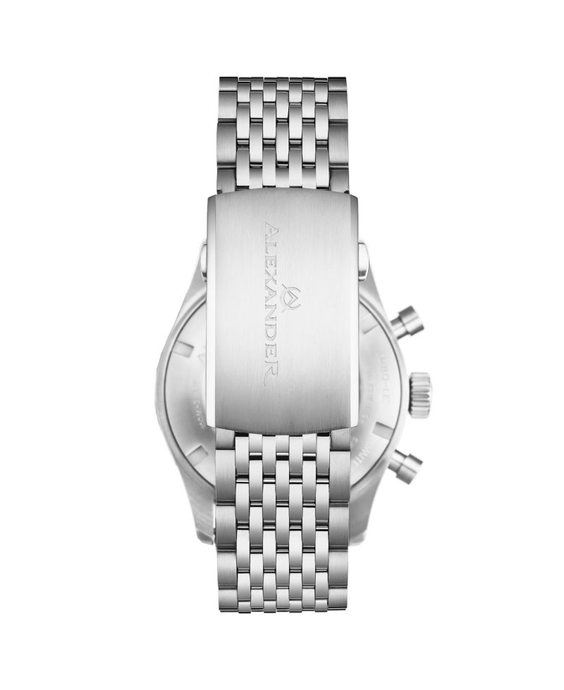 Megalos Men's Swiss Automatic Chronograph 43mm Silver Tone Stainless Steel Case Champagne Dial Sapphire Crystal 100M Water Resistant