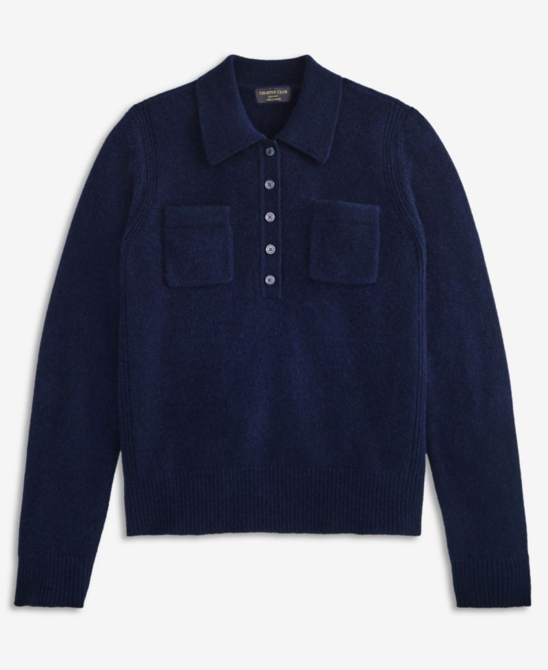 Women's 100% Cashmere Half-Button Collared Sweater