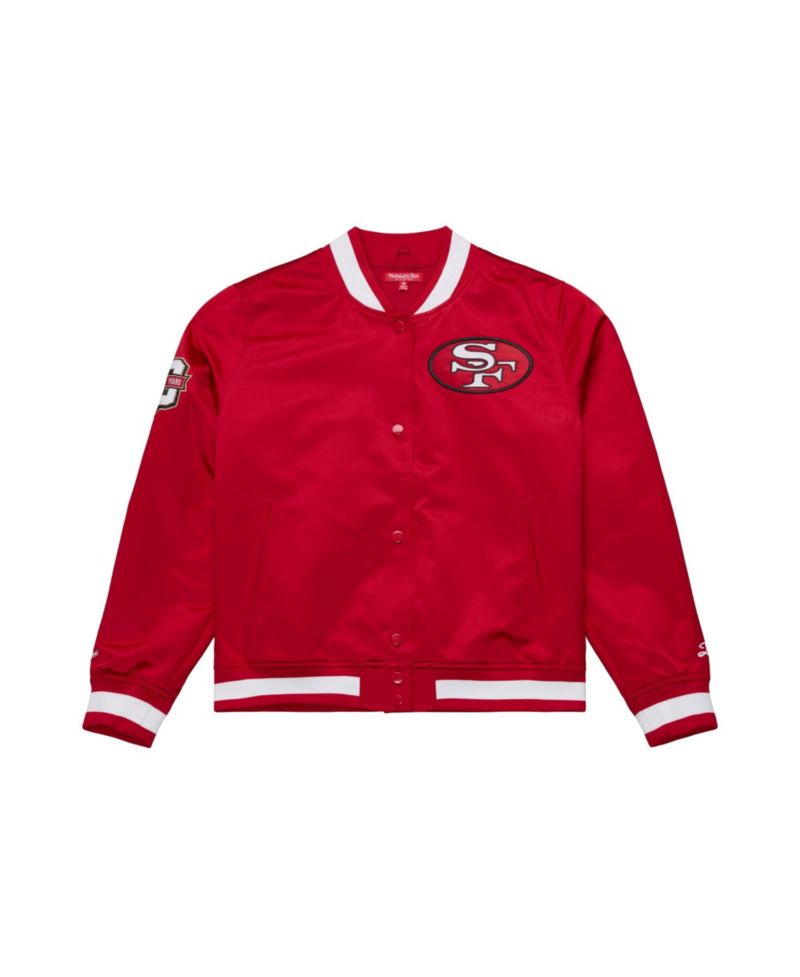 Women's Scarlet San Francisco 49ers 80th Anniversary Satin Full-Snap Jacket