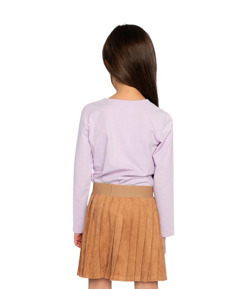 Big Girls (6-12) Long Sleeve Cotton T-Shirt Lavender