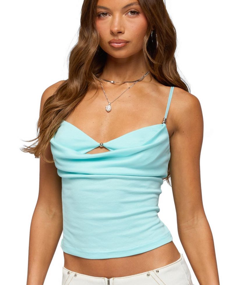 Women's Layered Bra Cowl Neck Top
