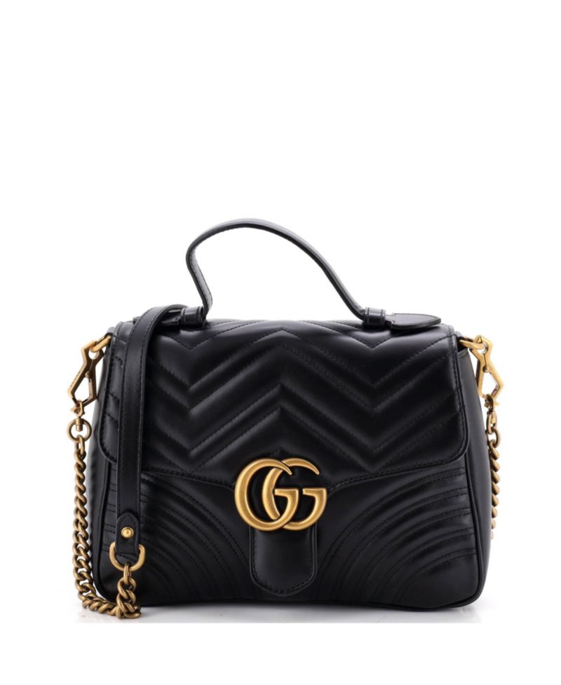 Small GG Marmont Top Handle Flap Bag Matelasse Leather
