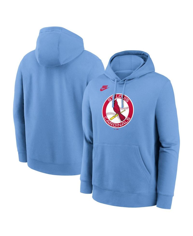 Men's Light Blue St. Louis Cardinals Cooperstown Collection Logo Club Pullover Hoodie