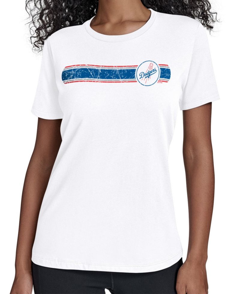 Women's White Los Angeles Dodgers Team Stripe T-Shirt