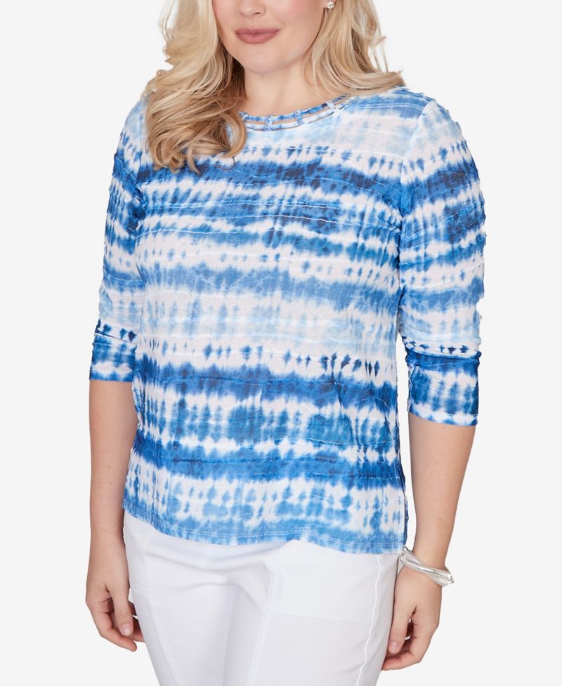 Petite The Royal Treatment Tie Dye Biadere Knotted Crew Neck Top