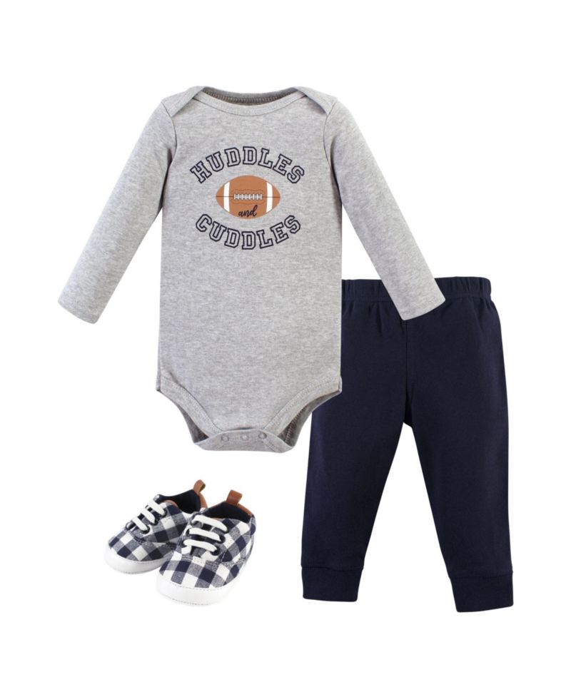 Baby Boys Hudson Three-Piece Long-Sleeve Bodysuit Outfit with Pants and Footwear