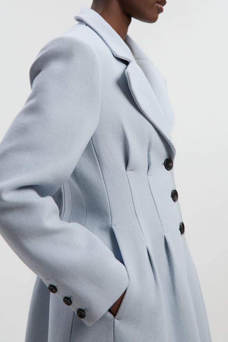 Women's Corset Detail Full Skirted Maxi Coat