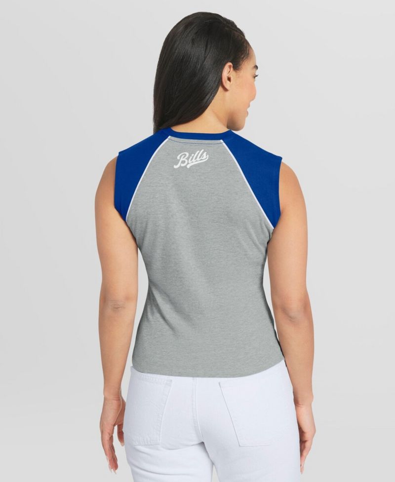Women's Gray Buffalo Bills Cropped Raglan Tank Top