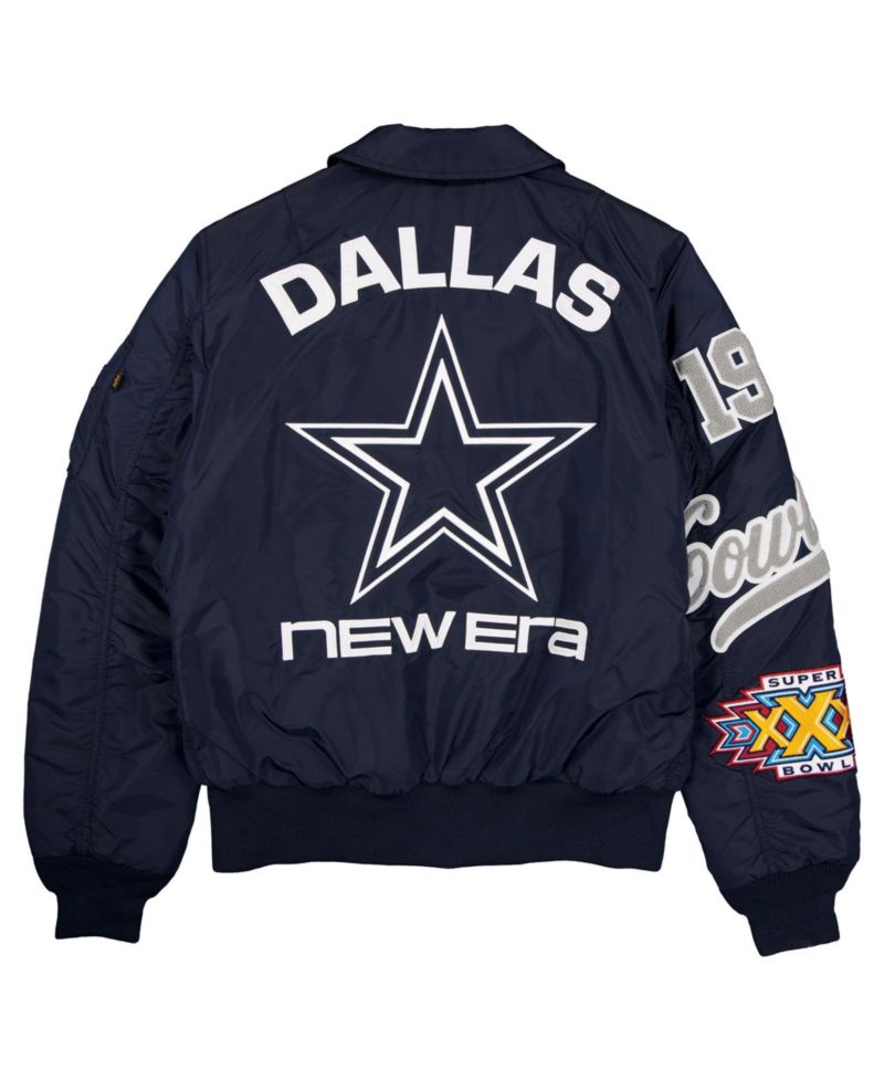 Men's Navy Dallas Cowboys MA-1 Full-Zip Bomber Jacket