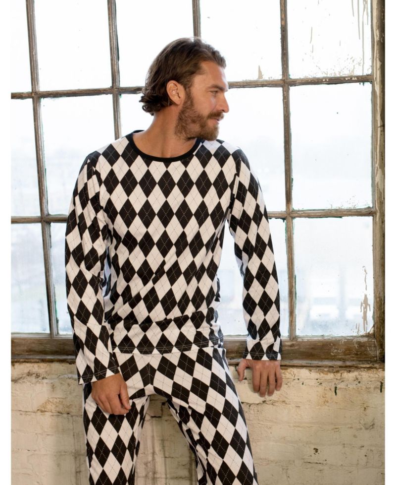 Men's 2-piece. Cotton Loose Fit Argyle Pajamas
