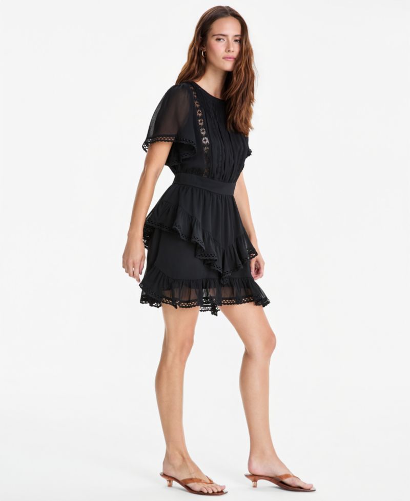 Women's Ruffle-Tiered Short-Sleeve Mini Dress