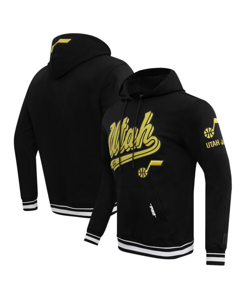Men's Black Utah Jazz Script Tail Pullover Hoodie