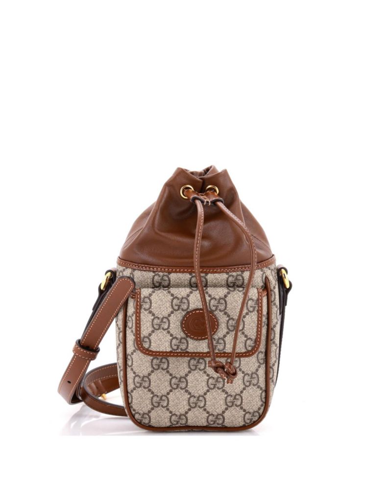 Mini Interlocking G Patch Bucket Bag GG Coated Canvas