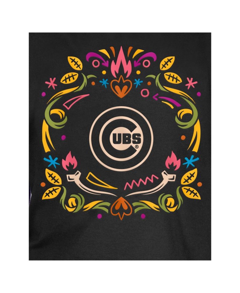 Big Boys and Girls Black Chicago Cubs Día de los Muertos T-Shirt
