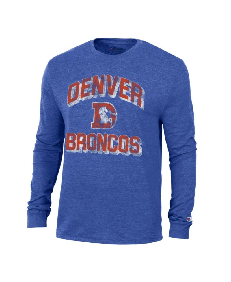 Men's Heather Royal Denver Broncos Ultimate Tri-Blend Long Sleeve T-Shirt