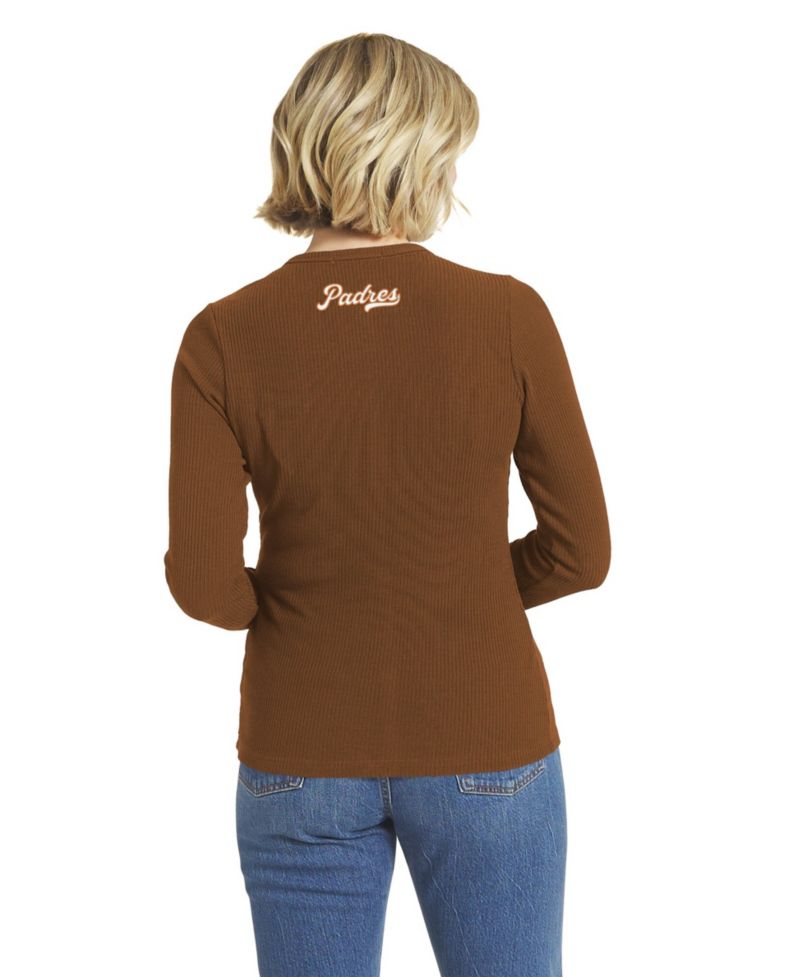 Women's Brown San Diego Padres Rib Button-Up Sweater