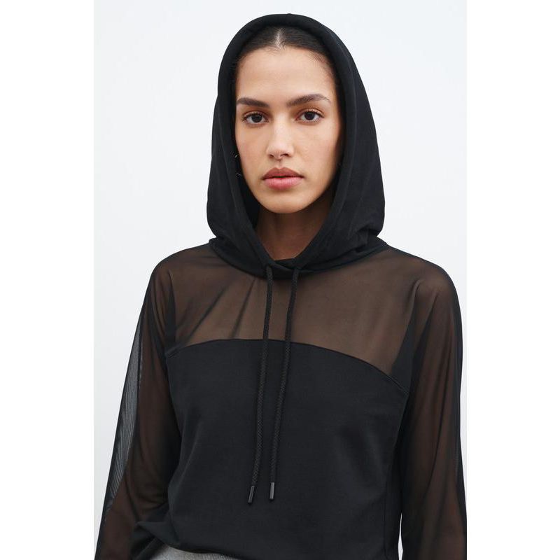 Women's Park Sheer Mesh-Sleeve Lightweight Relaxed Hoodie